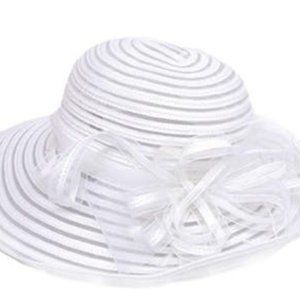 Josette Womens Church Micro Brim Organza Cloche Sun Dressy Hat White